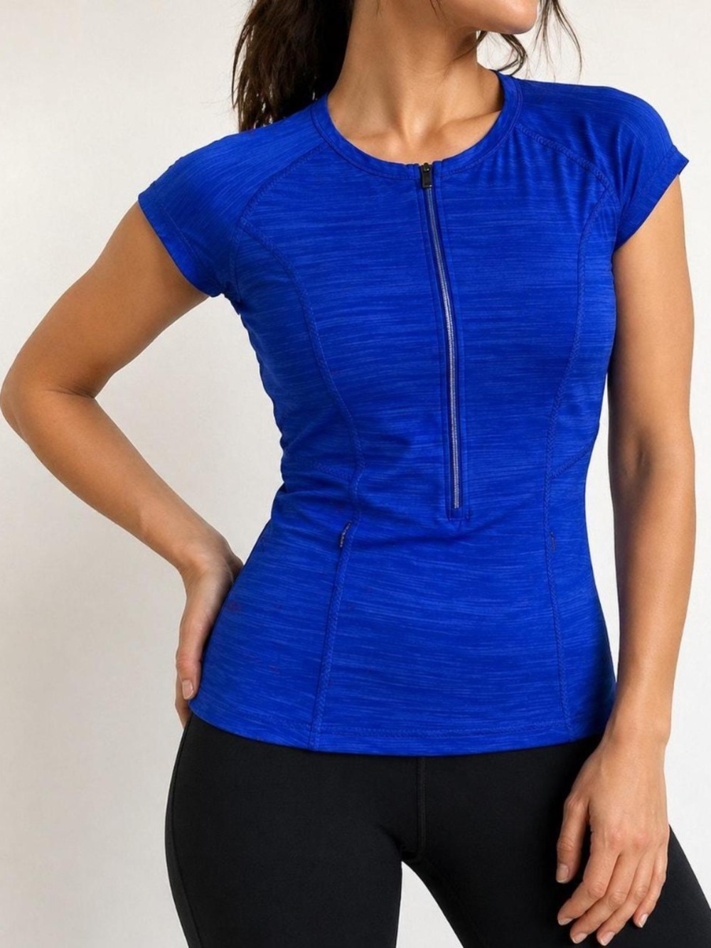 Athleta Blue Half Zip Athletic Top